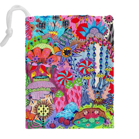 Cabbage Flower Abstract Drawstring Pouch (5XL) from ArtsNow.com Back