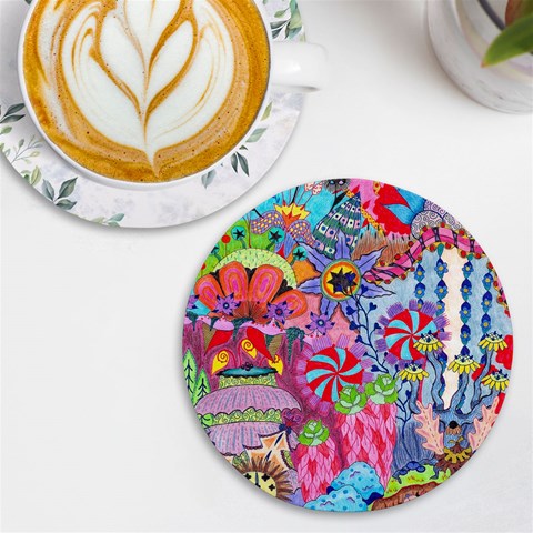 Cabbage Flower Abstract UV Print Round Tile Coaster from ArtsNow.com Front