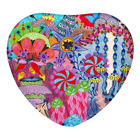 Cabbage Flower Abstract Heart Glass Fridge Magnet (4 pack) from ArtsNow.com Front