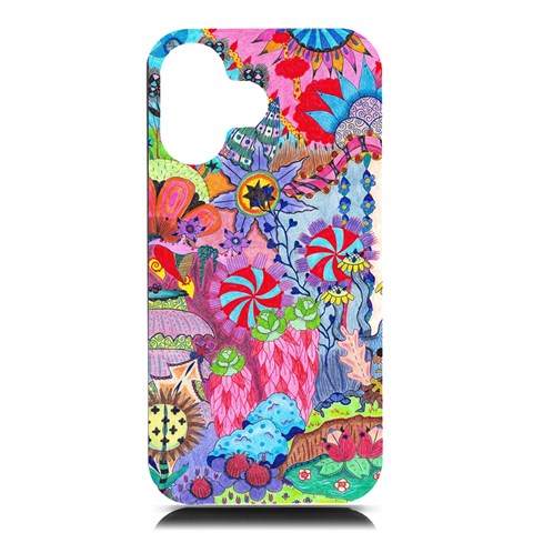 Cabbage Flower Abstract iPhone 16 Black UV Print PC Hardshell Case from ArtsNow.com Front