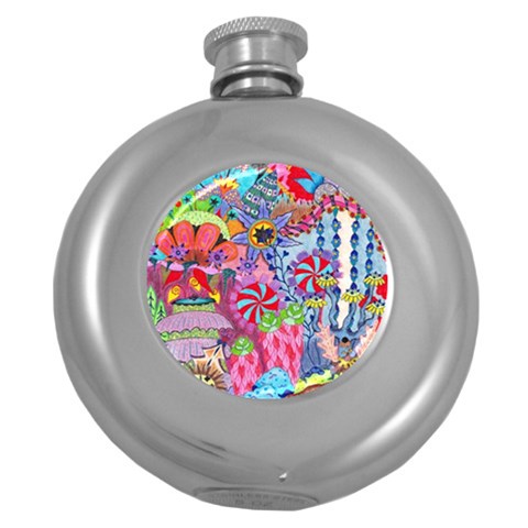 Cabbage Flower Abstract (1) (custom) Round Hip Flask (5 oz) from ArtsNow.com Front