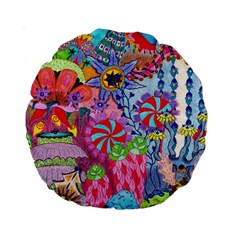 Cabbage Flower Abstract (1) (custom) Standard 15  Premium Round Cushions from ArtsNow.com Front