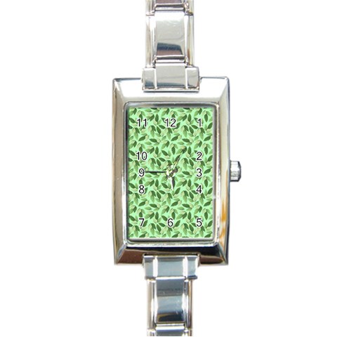 Leaves Pattern Texture Seamless Rectangle Italian Charm Watch from ArtsNow.com Front