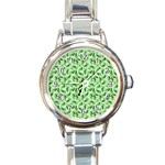 Leaves Pattern Texture Seamless Round Italian Charm Watch