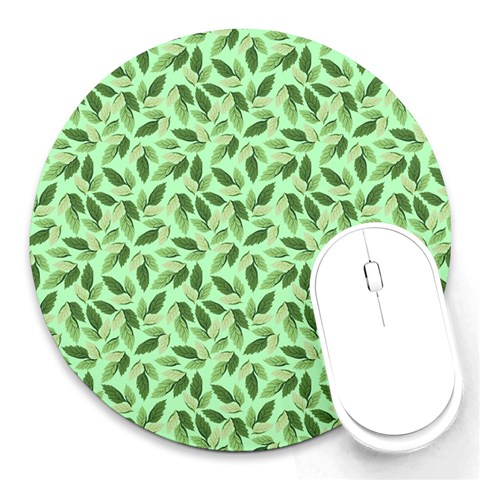 Leaves Pattern Texture Seamless Round Mousepad from ArtsNow.com Front