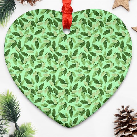 Leaves Pattern Texture Seamless Ornament (Heart) from ArtsNow.com Front