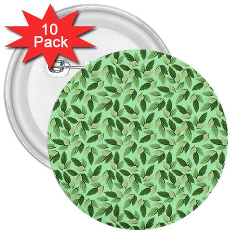 Leaves Pattern Texture Seamless 3  Buttons (10 pack)  from ArtsNow.com Front