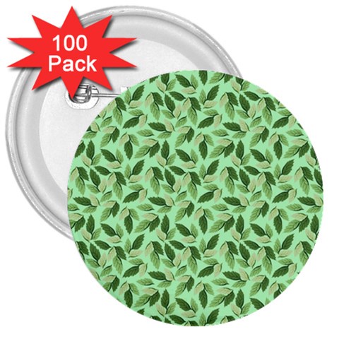 Leaves Pattern Texture Seamless 3  Buttons (100 pack)  from ArtsNow.com Front