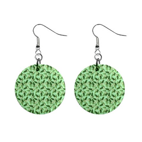 Leaves Pattern Texture Seamless Mini Button Earrings from ArtsNow.com Front