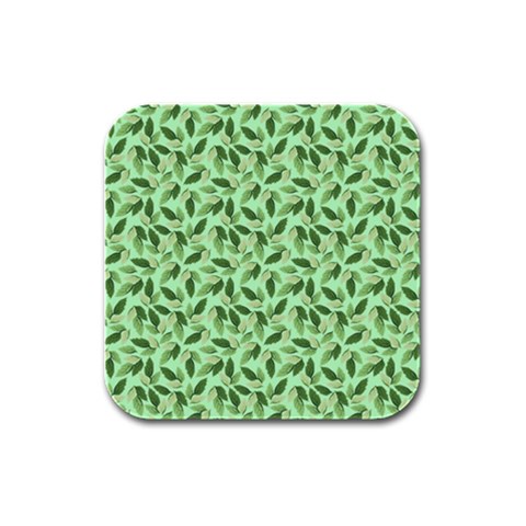 Leaves Pattern Texture Seamless Rubber Square Coaster (4 pack) from ArtsNow.com Front