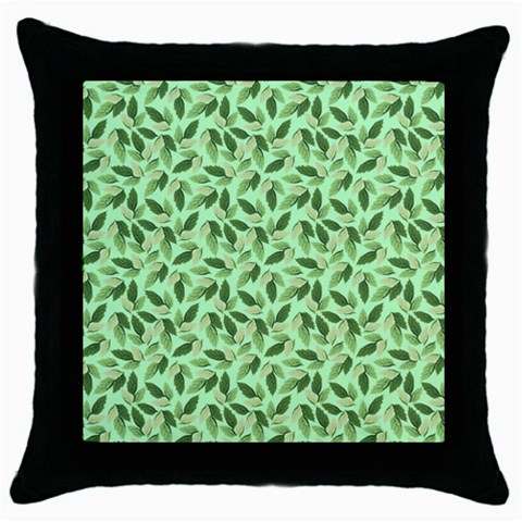 Leaves Pattern Texture Seamless Throw Pillow Case (Black) from ArtsNow.com Front