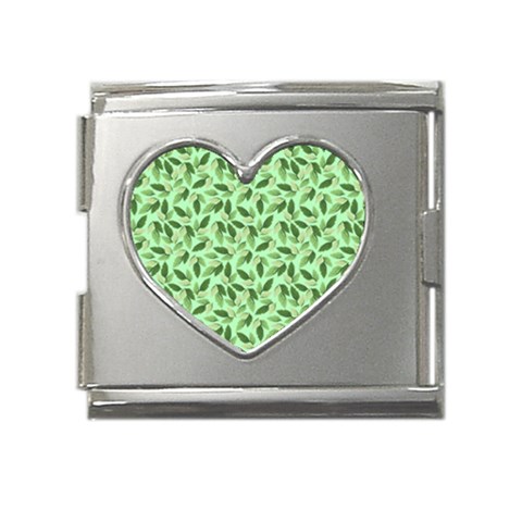 Leaves Pattern Texture Seamless Mega Link Heart Italian Charm (18mm) from ArtsNow.com Front