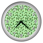 Leaves Pattern Texture Seamless Wall Clock (Silver)