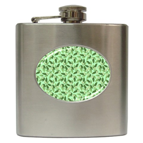 Leaves Pattern Texture Seamless Hip Flask (6 oz) from ArtsNow.com Front