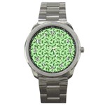 Leaves Pattern Texture Seamless Sport Metal Watch