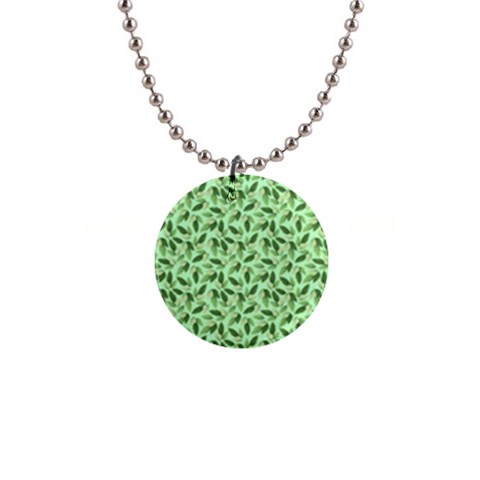 Leaves Pattern Texture Seamless 1  Button Necklace from ArtsNow.com Front