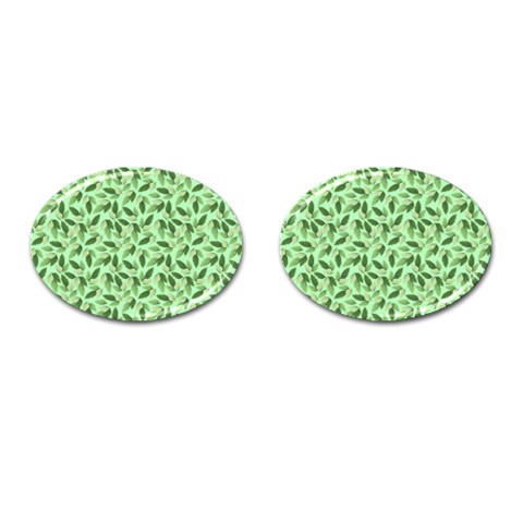 Leaves Pattern Texture Seamless Cufflinks (Oval) from ArtsNow.com Front(Pair)