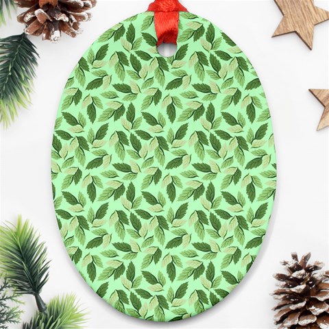 Leaves Pattern Texture Seamless Oval Ornament (Two Sides) from ArtsNow.com Front