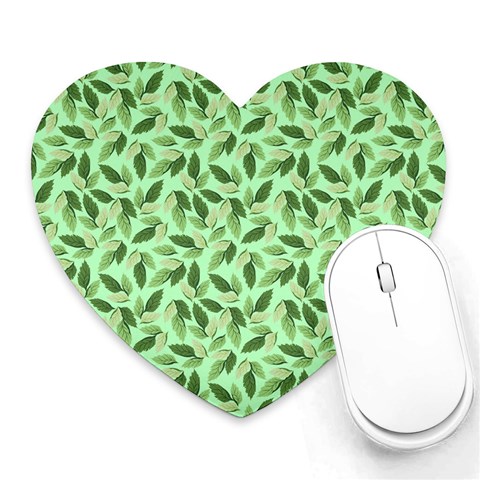 Leaves Pattern Texture Seamless Heart Mousepad from ArtsNow.com Front