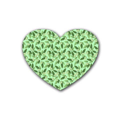 Leaves Pattern Texture Seamless Rubber Heart Coaster (4 pack) from ArtsNow.com Front