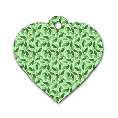 Leaves Pattern Texture Seamless Dog Tag Heart (Two Sides) from ArtsNow.com Front