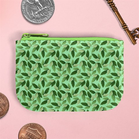 Leaves Pattern Texture Seamless Mini Coin Purse from ArtsNow.com Front