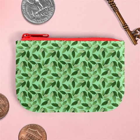 Leaves Pattern Texture Seamless Mini Coin Purse from ArtsNow.com Front