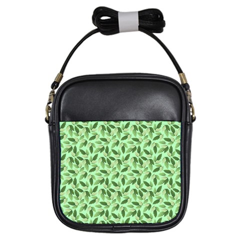 Leaves Pattern Texture Seamless Girls Sling Bag from ArtsNow.com Front