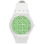 Leaves Pattern Texture Seamless Round Plastic Sport Watch (M)