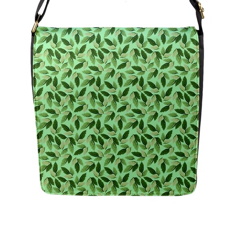 Leaves Pattern Texture Seamless Flap Closure Messenger Bag (L) from ArtsNow.com Front