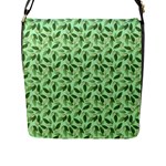 Leaves Pattern Texture Seamless Flap Closure Messenger Bag (L)