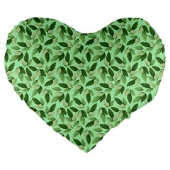 Leaves Pattern Texture Seamless Large 19  Premium Flano Heart Shape Cushions from ArtsNow.com Front