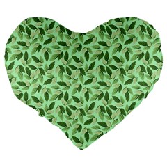 Leaves Pattern Texture Seamless Large 19  Premium Flano Heart Shape Cushions from ArtsNow.com Back