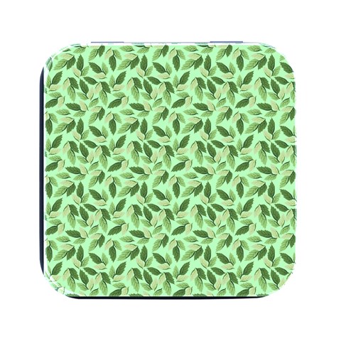 Leaves Pattern Texture Seamless Square Metal Box (Black) from ArtsNow.com Front