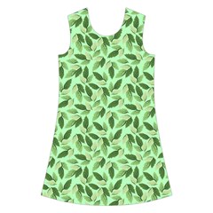 Leaves Pattern Texture Seamless Kids  Short Sleeve Velvet Dress from ArtsNow.com Front