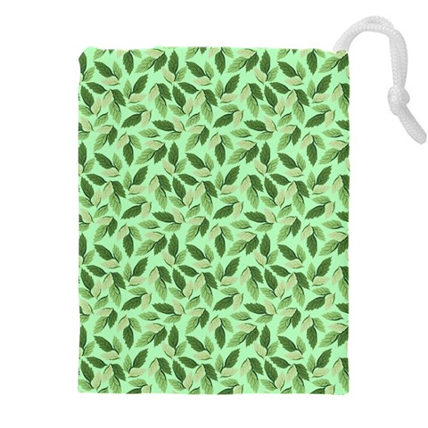 Leaves Pattern Texture Seamless Drawstring Pouch (4XL) from ArtsNow.com Front