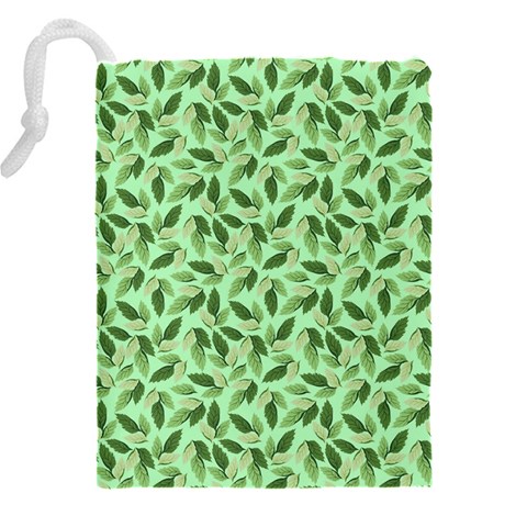 Leaves Pattern Texture Seamless Drawstring Pouch (4XL) from ArtsNow.com Back