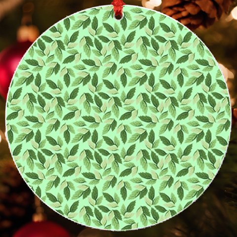 Leaves Pattern Texture Seamless UV Print Acrylic Ornament Round from ArtsNow.com Front