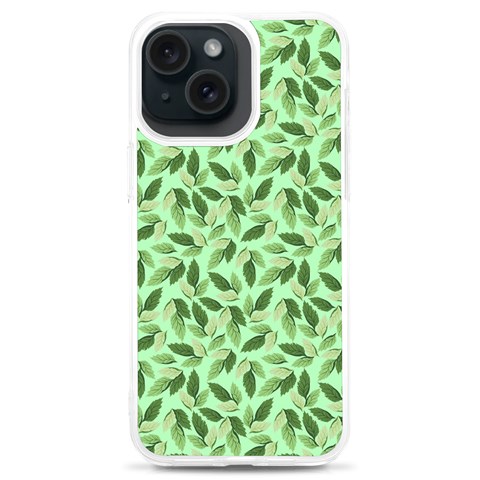 Leaves Pattern Texture Seamless iPhone 15 Plus TPU UV Print Case from ArtsNow.com Front