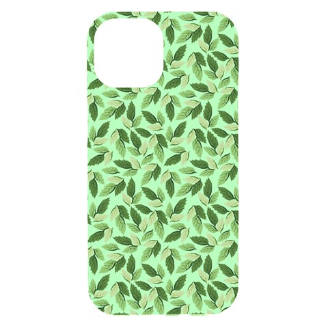 Leaves Pattern Texture Seamless iPhone 15 Black UV Print PC Hardshell Case from ArtsNow.com Front