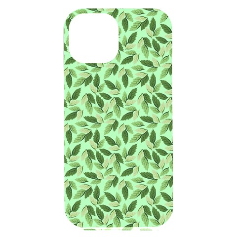 Leaves Pattern Texture Seamless iPhone 15 Plus Black UV Print PC Hardshell Case from ArtsNow.com Front