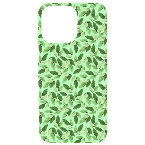 Leaves Pattern Texture Seamless iPhone 15 Pro Max Black UV Print PC Hardshell Case from ArtsNow.com Front