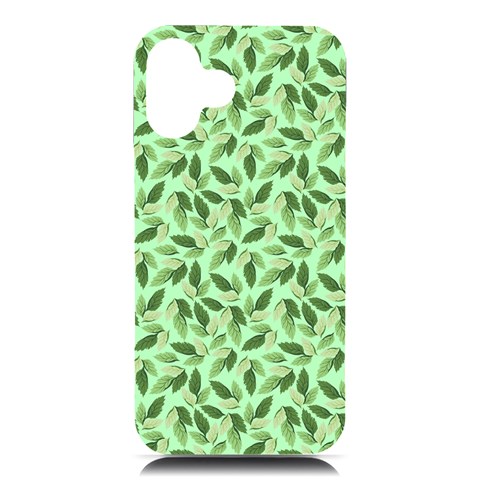 Leaves Pattern Texture Seamless iPhone 16 Plus Black UV Print PC Hardshell Case from ArtsNow.com Front