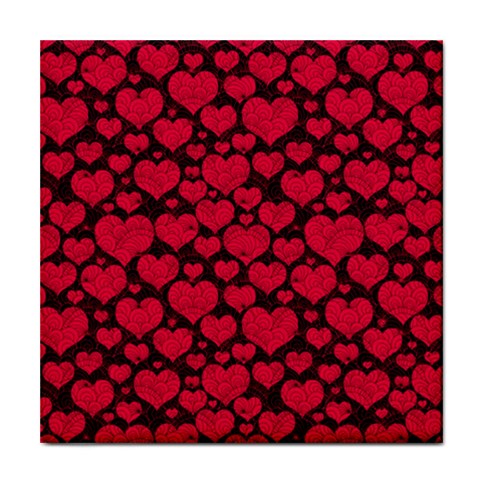 Valentines Day Hearts Pattern Love Red Tile Coaster from ArtsNow.com Front