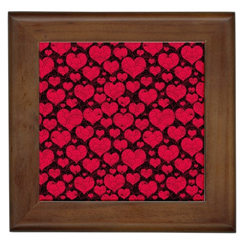 Valentines Day Hearts Pattern Love Red Framed Tile from ArtsNow.com Front