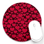 Valentines Day Hearts Pattern Love Red Round Mousepad