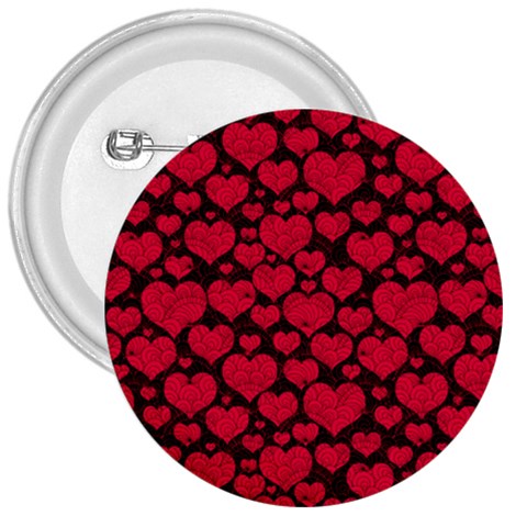 Valentines Day Hearts Pattern Love Red 3  Buttons from ArtsNow.com Front