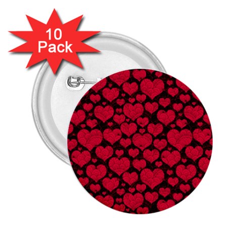 Valentines Day Hearts Pattern Love Red 2.25  Buttons (10 pack)  from ArtsNow.com Front