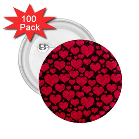 Valentines Day Hearts Pattern Love Red 2.25  Buttons (100 pack)  from ArtsNow.com Front