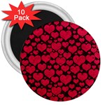 Valentines Day Hearts Pattern Love Red 3  Magnets (10 pack) 